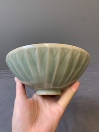 A Chinese Longquan celadon 'lotus' bowl, Song or later