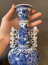 A pair of Chinese blue and white vases after Venetian glass models, Kangxi