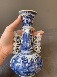 A pair of Chinese blue and white vases after Venetian glass models, Kangxi