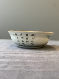 A pair of Chinese famille rose 'landscape' bowls, Daoguang mark and of the period