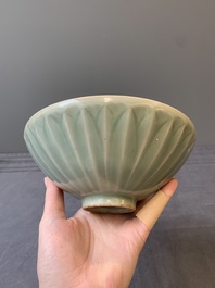 A Chinese Longquan celadon 'lotus' bowl, Song or later