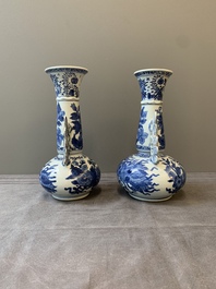 A pair of Chinese blue and white vases after Venetian glass models, Kangxi