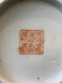 A pair of Chinese famille rose 'landscape' bowls, Daoguang mark and of the period