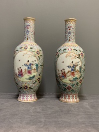 R1A pair of Chinese famille rose 'boys' vases, Qianlong mark, Republic