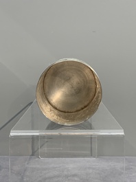 A silver tazza, four boxes and a large spoon, China and Thailand 19/20th C.