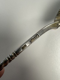 A parcel-gilt silver spoon and a 'C.J.K.' engraved seal stamp, Russia and possibly France, 19/20th C.