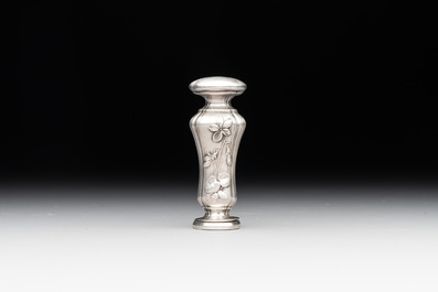 A parcel-gilt silver spoon and a 'C.J.K.' engraved seal stamp, Russia and possibly France, 19/20th C.