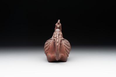 A Chinese Yixing stoneware phoenix-form teapot and cover, Kangxi