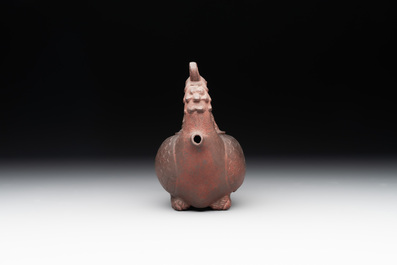 A Chinese Yixing stoneware phoenix-form teapot and cover, Kangxi
