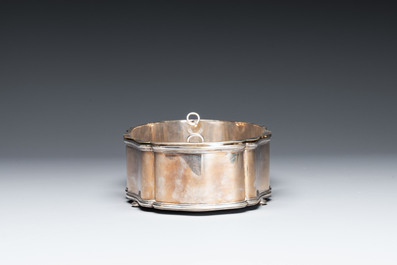 A large silver jardini&egrave;re on a mirror stand, Raymond Ruys, Antwerp, 1920-1930