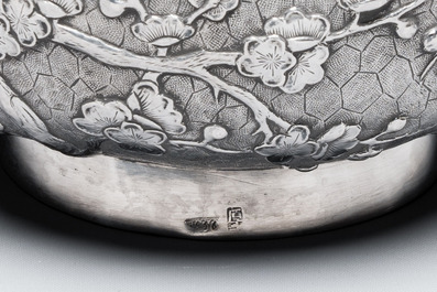 Three silver bowls and two tazzas, China, Thailand and Burma, 19/20th C.