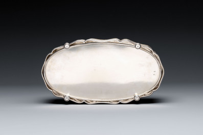 A large silver jardini&egrave;re on a mirror stand, Raymond Ruys, Antwerp, 1920-1930