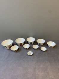 A rare set of ten Chinese famille rose 'Wu Shuang Pu' nesting bowls, 19th C.