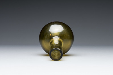 A rare Chinese translucent green Peking glass bottle vase, Qianlong mark and of the period