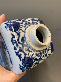 A pair of Chinese blue and white 'Long Eliza' square flasks, Kangxi