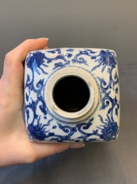 A pair of Chinese blue and white 'Long Eliza' square flasks, Kangxi