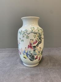 A Chinese famille rose 'playing boys' vase, Hongxian mark, Republic