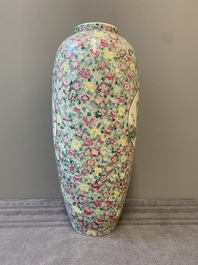 A Chinese famille rose 'millefleurs' 'ladies in a garden' vase, Republic