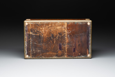 A burlwood- and rosewood veneered travel writing box, Pearce Maker 77 Cornhill London, dated 31st Dec. 1859
