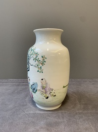 A Chinese famille rose 'playing boys' vase, Hongxian mark, Republic