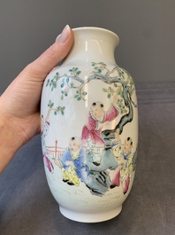A Chinese famille rose 'playing boys' vase, Hongxian mark, Republic