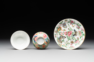 15 Chinese famille rose, qianjiang cai and monochrome wares, 19/20th C.