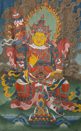 A series of four very large Sino-Tibetan thangkas of the Four Heavenly Kings, 19th C.