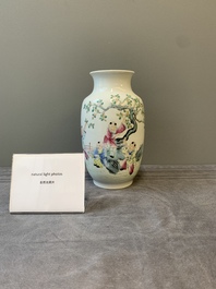 A Chinese famille rose 'playing boys' vase, Hongxian mark, Republic