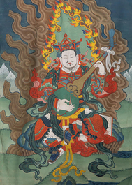 A series of four very large Sino-Tibetan thangkas of the Four Heavenly Kings, 19th C.