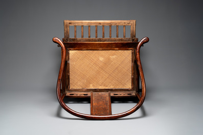 A rare and exceptional Chinese huanghuali sedan chair, Jianyu 肩輿, signed Zhang Dai 張岱, 17th C.