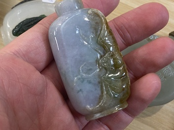 Nine Chinese jade, glass and hardstone snuff bottles, 19/20th C.