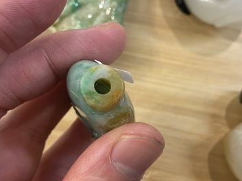 Nine Chinese jade, glass and hardstone snuff bottles, 19/20th C.