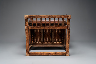 A rare and exceptional Chinese huanghuali sedan chair, Jianyu 肩輿, signed Zhang Dai 張岱, 17th C.