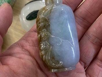 Nine Chinese jade, glass and hardstone snuff bottles, 19/20th C.