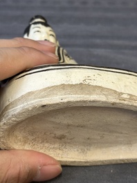 A Chinese junyao purple-splashed tripod censer and a Cizhou brush washer, Ming