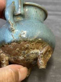 A Chinese junyao purple-splashed tripod censer and a Cizhou brush washer, Ming