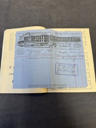 11 bulletins about the Cathay Hotel, a report of the Sino-Belgian Friendship Association and a pass book of Shanghai General Supply Co., 20th C.
