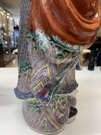 A large Chinese famille rose figure of the star god Lu, Wu Yongmao 吴永茂 seal mark, Republic