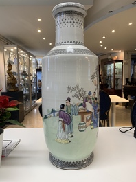 A Chinese famille rose 'Chun Ye Yan Tao Li Yuan 春夜宴桃李園' vase, Qianlong mark, 20th C.