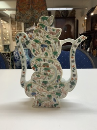 A very rare Chinese famille verte 'longevity' ewer and cover, Kangxi