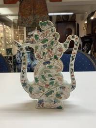 A very rare Chinese famille verte 'longevity' ewer and cover, Kangxi