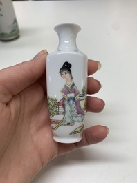 Six small Chinese famille rose vases, Qianlong and Hongxian marks, 20th C.