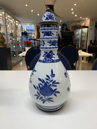 A rare Chinese blue and white vase and cover for the Thai market with the royal initials of King Rama V, 19th C.
