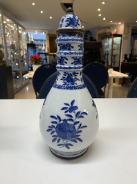 A rare Chinese blue and white vase and cover for the Thai market with the royal initials of King Rama V, 19th C.