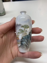 Six small Chinese famille rose vases, Qianlong and Hongxian marks, 20th C.