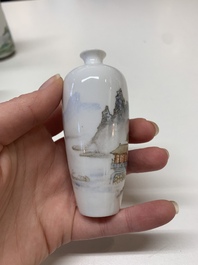 Six small Chinese famille rose vases, Qianlong and Hongxian marks, 20th C.