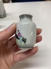 Six small Chinese famille rose vases, Qianlong and Hongxian marks, 20th C.