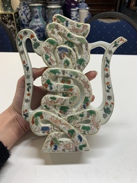 A very rare Chinese famille verte 'longevity' ewer and cover, Kangxi