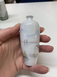 Six small Chinese famille rose vases, Qianlong and Hongxian marks, 20th C.