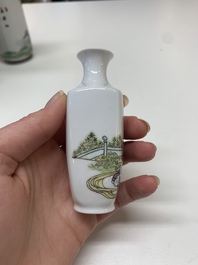 Six small Chinese famille rose vases, Qianlong and Hongxian marks, 20th C.